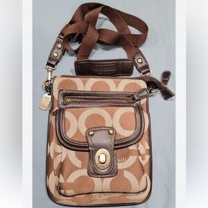 Coach Crossbody Messenger Bag Canvas with Leather Trim
